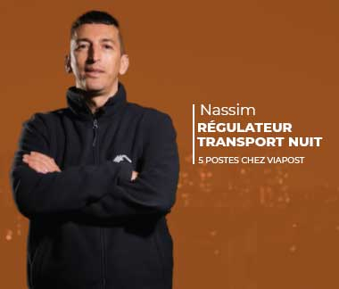 Photo portrait Nassim, témoignage du mois régulateur transport nuit chez Viapost
